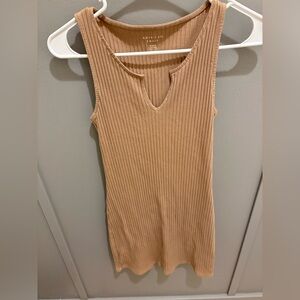 American Eagle Outfitters Tan Ribbed Midi Dress